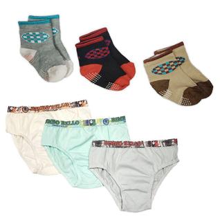 Kit Roupas de Bebê 6 Peças Calcinhas ou Cuecas Bebê e Meias
