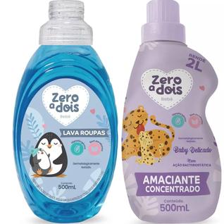 Kit Sabão Líquido E Amaciante Antialérgico Lava Roupas de Bebês Hipoalergênico Zero a Dois