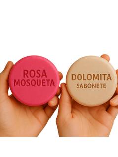 Kit Sabonete Clareador Dolomita + Rosa Mosqueta 90g cada  Uniformiza o Tom, Limpa e Hidrat