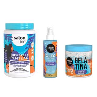 Kit Salon Line Definição Natural Creme 1kg + Gelatina 550g + Óleo Sérum 200ml