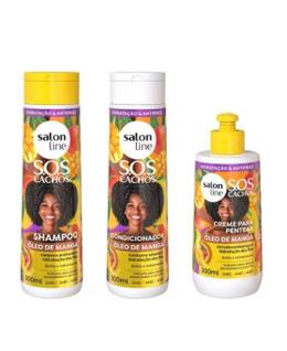 Kit Salon Line SOS Cachos Óleo de Manga Sh+Cond+Creme Pentear 300ml