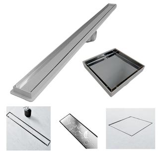 Kit Seca Box Linear 5x90 + Ralo 15x15 Inox 2 em 1 Invisível Oculto Base Branco Banheiro