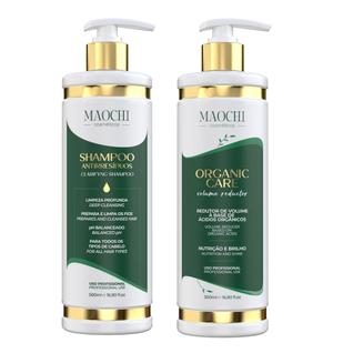 Kit Selagem Térmica Alisamento Orgânico P/ Cabelos Resistentes Afro Cacheado + Shampoo Pré