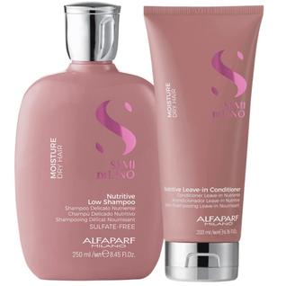 Kit Semi di Lino Moisture Shampoo 250ml Leave-in 200ml Hidratação Nutrição Antifrizz Alfap