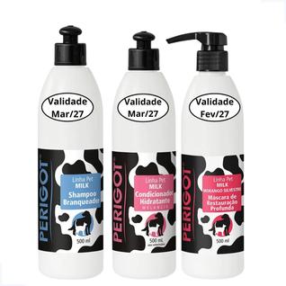 Kit Shampoo Branqueador e Condicionador Melancia e Máscara Morango 500ml Perigot
