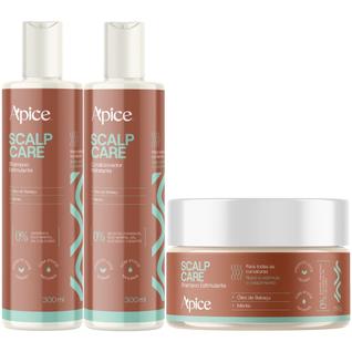 Kit Shampoo Condicionador E Esfoliante Em Pasta Scalp Care Apice Estimulante Capilar Vegan