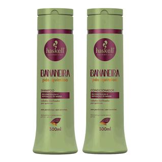 Kit Shampoo e Condicionador Bananeira Pós Química Cabelos Danificados Haskell 300ml