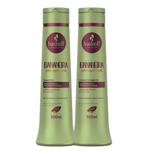 Kit Shampoo e Condicionador Bananeira Pós Química Cabelos Danificados Haskell 500ml