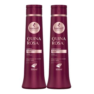 Kit Shampoo e Condicionador Quina Rosa Brilho Intenso e Maciez Haskell 500ml