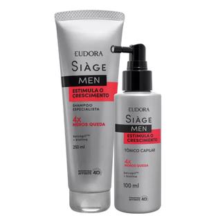 Kit Shampoo e Tônico Antiqueda Crescer Cabelo Estimula Crescimento Eudora Siàge Men