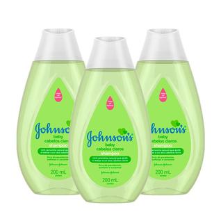 Kit Shampoo Johnson's Baby Cabelos Claros 200ml com 3 unidades
