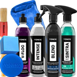 Kit Shampoo V-floc Cera Para Carro Preto Blend Black Limpador de Interior Sintra Fast Revi