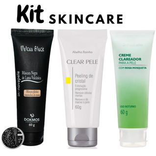 Kit Skincare Máscara Removedora de Cravos + Peeling de Cristal + Clareador Facial