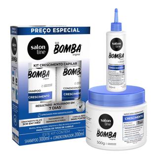 Kit SOS Bomba Original + Tônico Crescimento acelerado + Máscara de Hidratação Salon Line
