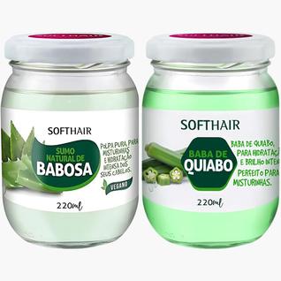 Kit Sumo De Babosa + Baba Quiabo Soft Hair Polpa Pura Natural Hidratação Capilar Vegano 22