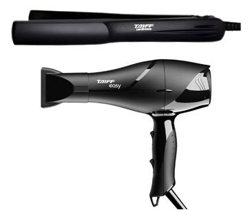 Kit Taiff 2 em 1 para Cabelos com Secador Easy 1700w 110v e Prancha Cerâmica PTC 180º Pret
