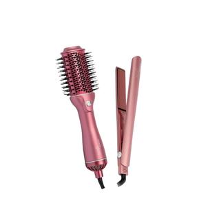 Kit taiff - chapinha gloss rose bivolt + escova modeladora gloss rose bivolt