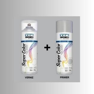 Kit tinta spray verniz primer 350ml tekbond preparação e acabamento profissional alta cobe