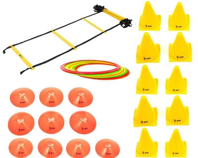 Kit Treinamento Funcional Escada de Agilidade 12 Argolas de Agilidade 10 Cones 10 Chapéu C