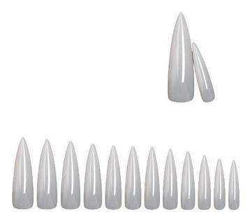 Kit Unha Postiça Modelo Stiletto Leitosa Tips C/100 Unidades