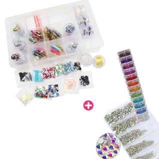 Kit unhas decoradas pedrarias glitter holográfico strass