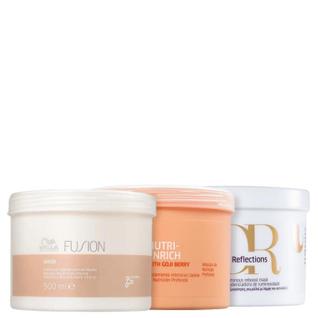 Kit Wella Professionals Cronograma Capilar Masq Enrich 500g + Masq Fusion 500g + Masq Oil 