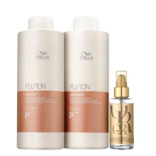 Kit Wella Professionals Fusion shampoo 1 Litro + Condicionador 1 Litro + Oil Reflections 1
