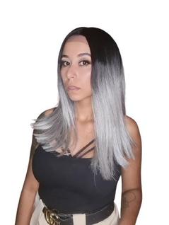 Lace Front Platinada lisa Long Bob fibra premium 45 Cm Envio Grátis