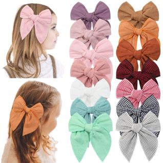 Laços de cabelo TOKUFAGU Large Fable 14 unidades de algodão e linho de 6 polegadas para me