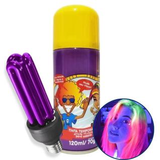 Lâmpada UV Luz Negra Com tinta Spray Cabelo Amarelo Neon