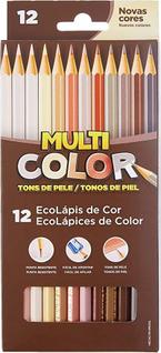 Lápis De Cor Multi Color Tons De Pele C/ 12 Cores Lapis De Cor Multi Color Tons De Pele C/