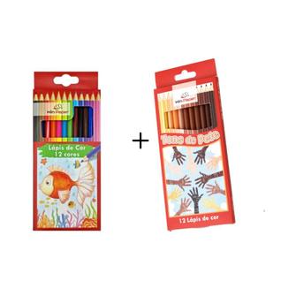 Lápis de Cor Tons de Pele + Lápis De Cor Win paper 12 Cores
