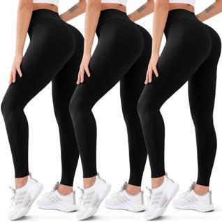 Leggings FEYHAY V Cross Waist Butt Lifting para mulheres, pacote com 3