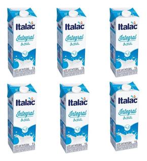 Leite Italac Integral Longa Vida Com Tampa 1l Kit 6 Unidade