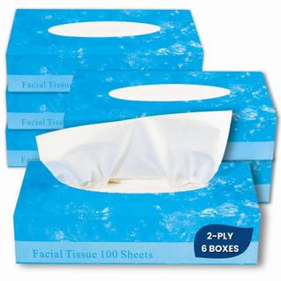 Lenço facial 1 no escritório branco, 2 camadas, 100 folhas, pacote com 6