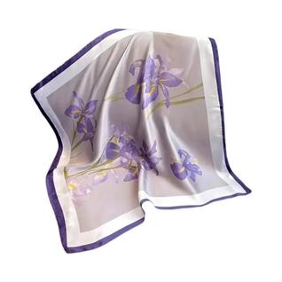 Lenço Quadrado De Cetim Com Estampa De Lavanda Para Mulheres, Elegante E Moderno, Para Usa