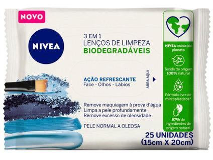 Lenços De Limpeza Demaquilantes 3 Em 1 Nivea Ação Refrescante 25 Unidades