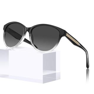 Lentes de Sol CARFIA Cat Eye de Acetato Negro Polarizados UV400 para Mujer