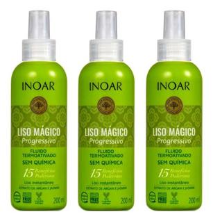 Liso Mágico Fluido Termoativado Inoar 15 Benefícios Kit 3u