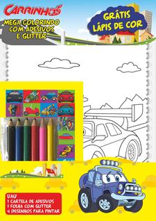 Livro - Carrinhos - Mega colorindo com adesivos e glitter