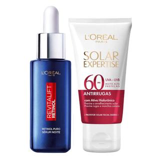 LOréal Paris Kit  Sérum Facial Antirrugas Noturno Revitalift Retinol 30ml + Protetor Solar