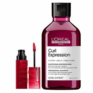LOréal Professionnel e Maybelline NY Kit - Shampoo Antirresíduos Curl Expression + Batom L