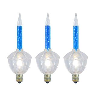 Luces de burbujas azules con purpurina, paquete de 3 bombillas C7/E12
