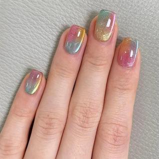 Lukmexor Unhas Postiças de Acrílico com Glitter Colorido 24 Peças