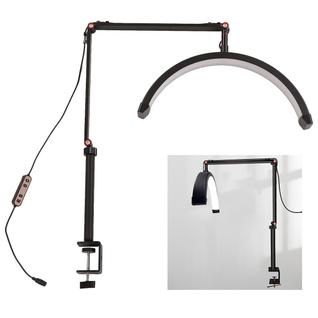Luminaria Estetica Salao de Beleza Spa Arco Meia Lua 3 Tons Led Suporte Celular Mesa Limpe