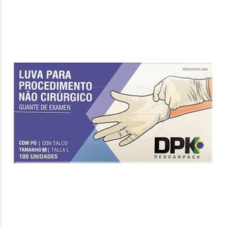 Luva de Látex para Procedimento DPK Descartável Não Estéril com Pó Tamanho M 100 Unidades