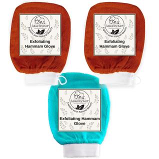 Luva esfoliante para banho turco Natural Elephant, pacote com 3