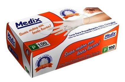 Luva latex procedimento com pó tamanho pp 100 unidades medix