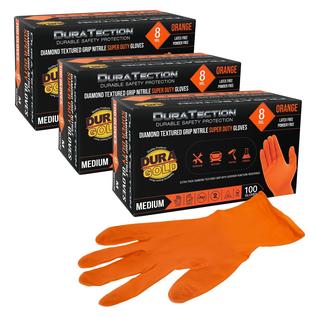 Luvas descartáveis Dura-Gold Duratection 8 Mil Orange Nitrile