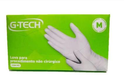 Luvas Descartáveis G-tech Para Procedimento Não Cirúrgico Cor Branco Tamanho M 100un